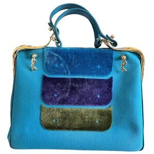 Robert di Camerino Frame Linen And Velour Handbag